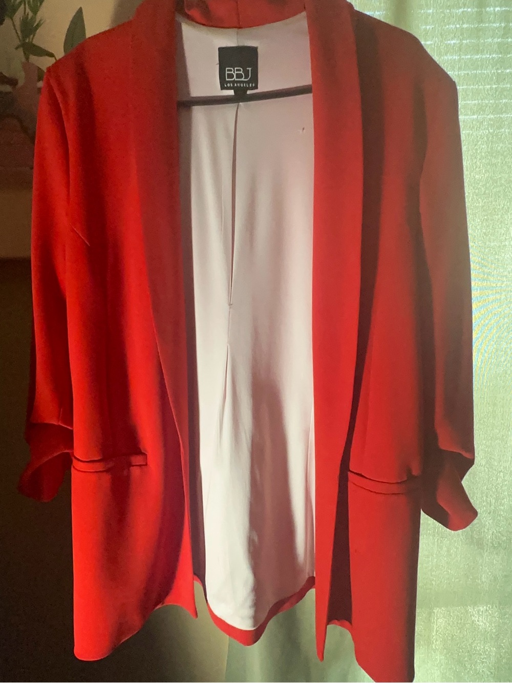 Women's Red Open-Front Blazer
